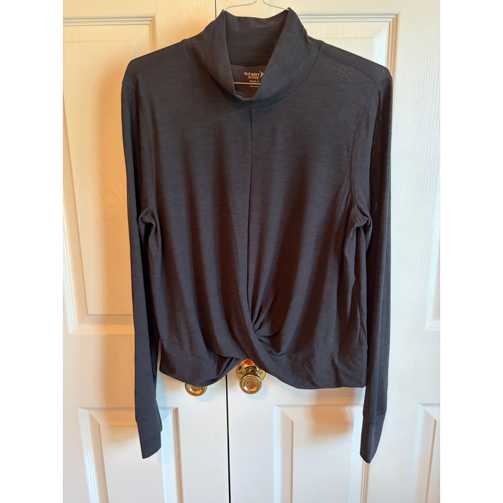 Old Navy Active Breathe On Mock Neck Twist Front Top Charcoal Gray XL